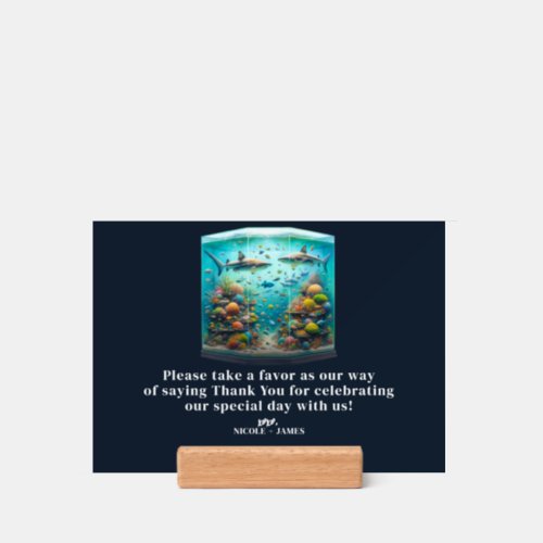 Sharks  Fish Aquatic Watercolor Aquarium Wedding Holder