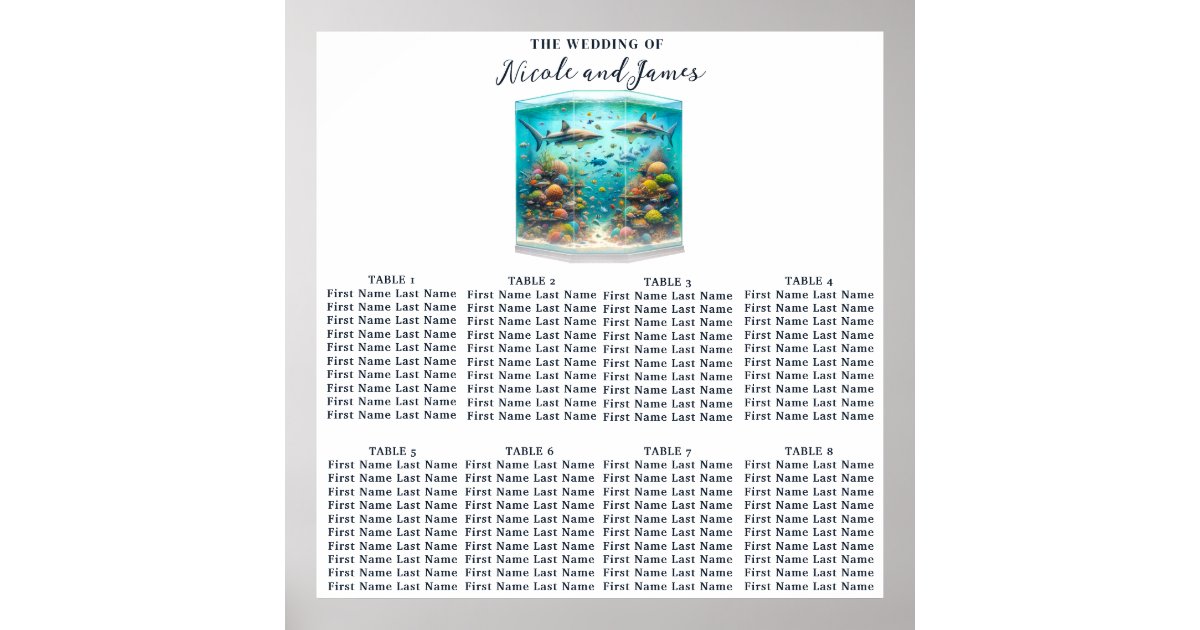 Sharks & Fish Aquatic Watercolor Seating Seat Poster Zazzle