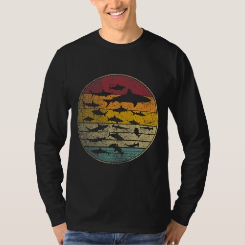 Sharks Fish Ocean Distressed Vintage Silhouette T_Shirt