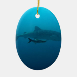Sharks Fish Ocean Water Tropical Beach Peace Love Ceramic Ornament