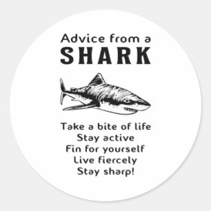 Sharks Fish Sea Shark Fin Cool Ocean Funny Gift Classic Round Sticker