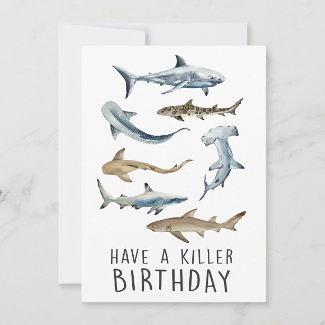 Sharks Greeting Card - Have a killer birthday (Front)