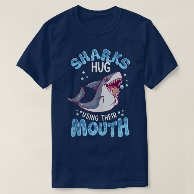 Sharks Hug Using Their Mouth Funny Shark Pun Tank  (Design Front)