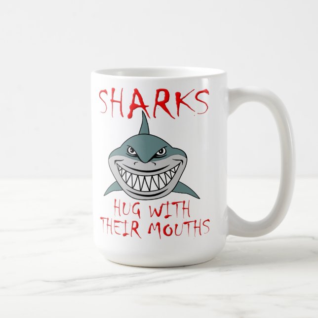 Sharks Hug with Mouths Funny Mug (Right)