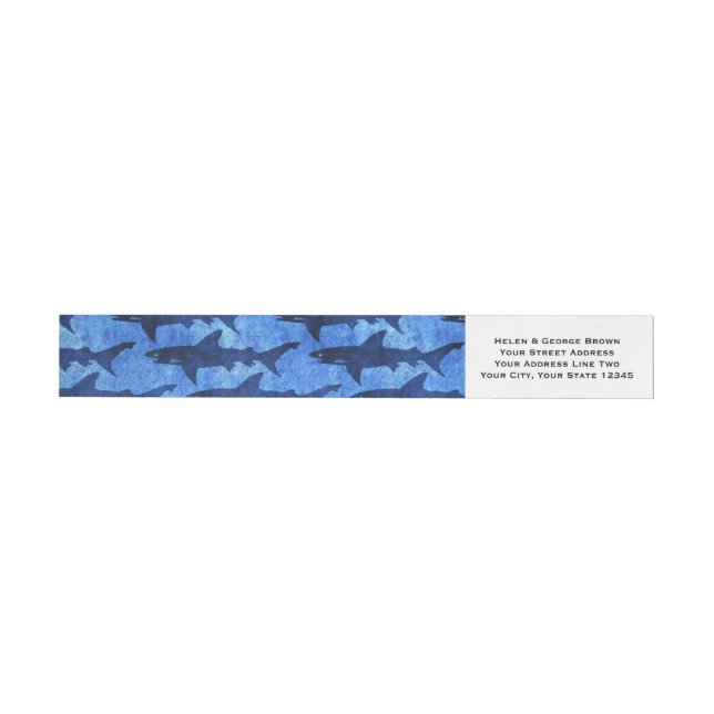 Sharks in the Deep Blue Sea Wrap Around Address Label (Individual)