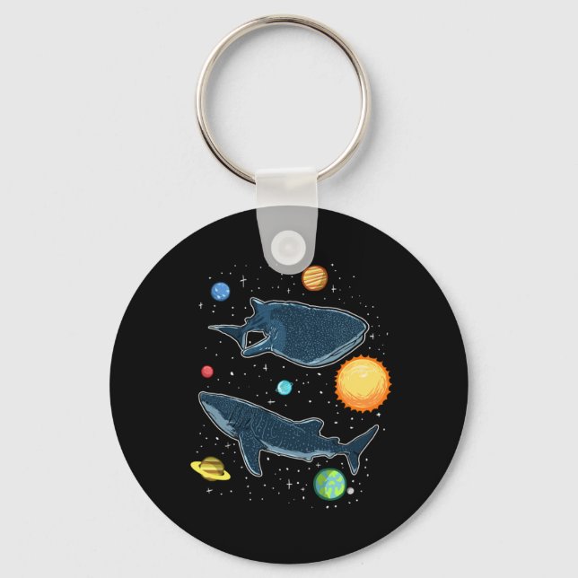 Sharks In The Galaxy Funny Whale Shark Lover Keychain (Front)