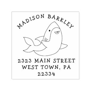 Sharks Kid's Cute Kawaii  Return Address Stamp