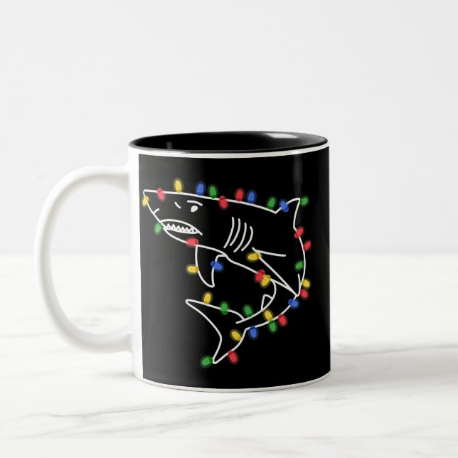 Sharks Lover Tree Christmas Xmas Pet Animal Shark  Two-Tone Coffee Mug (Left)