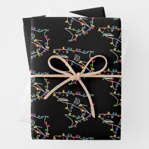 Sharks Lover Tree Christmas Xmas Pet Animal Shark Wrapping Paper Sheets