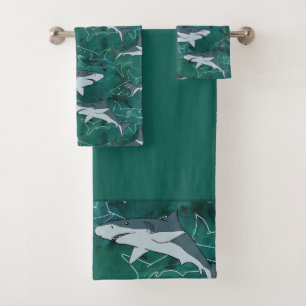 Sharks, marine,sea, fish, predator, animal, jaws, bath towel set