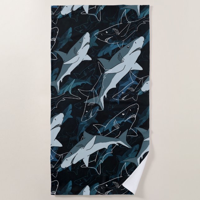 Sharks, marine,sea, fish, predator, animal, jaws,  beach towel (Front)