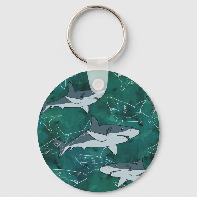 Sharks, marine,sea, fish, predator, animal, jaws, keychain (Front)