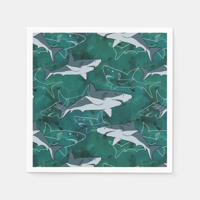 Sharks, marine,sea, fish, predator, animal, jaws, napkins (Front)