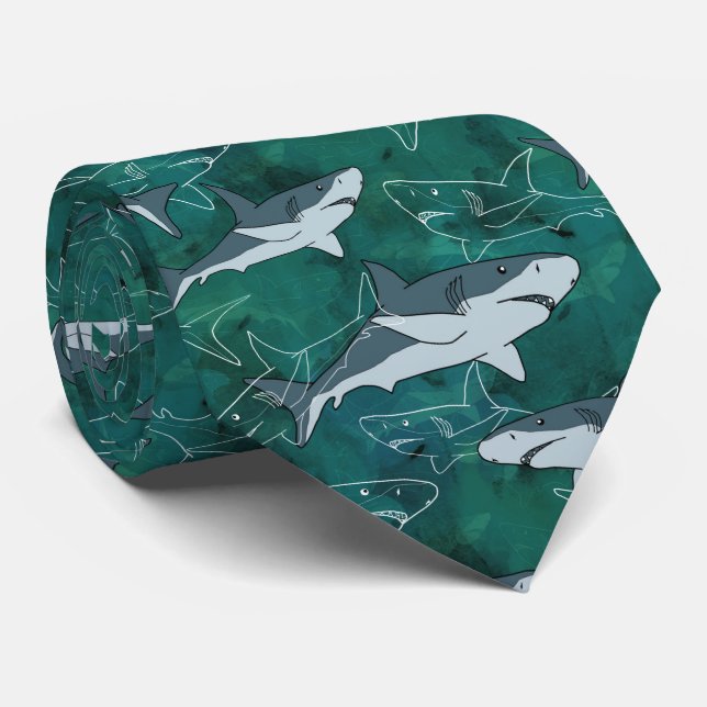 Sharks, marine,sea, fish, predator, animal, jaws, neck tie (Rolled)