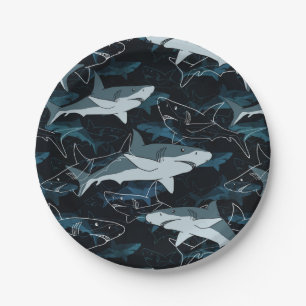 Sharks, marine,sea, fish, predator, animal, jaws, paper plates