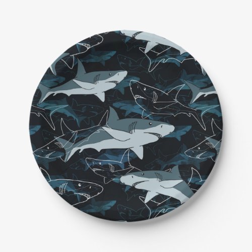 Sharks marinesea fish predator animal jaws paper plates