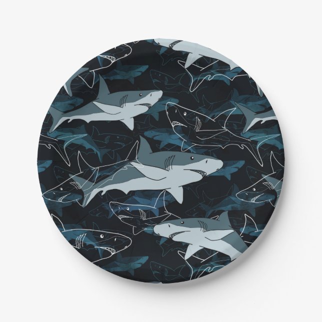 Sharks, marine,sea, fish, predator, animal, jaws, paper plates (Front)