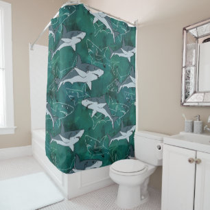 Sharks, marine,sea, fish, predator, animal, jaws, shower curtain