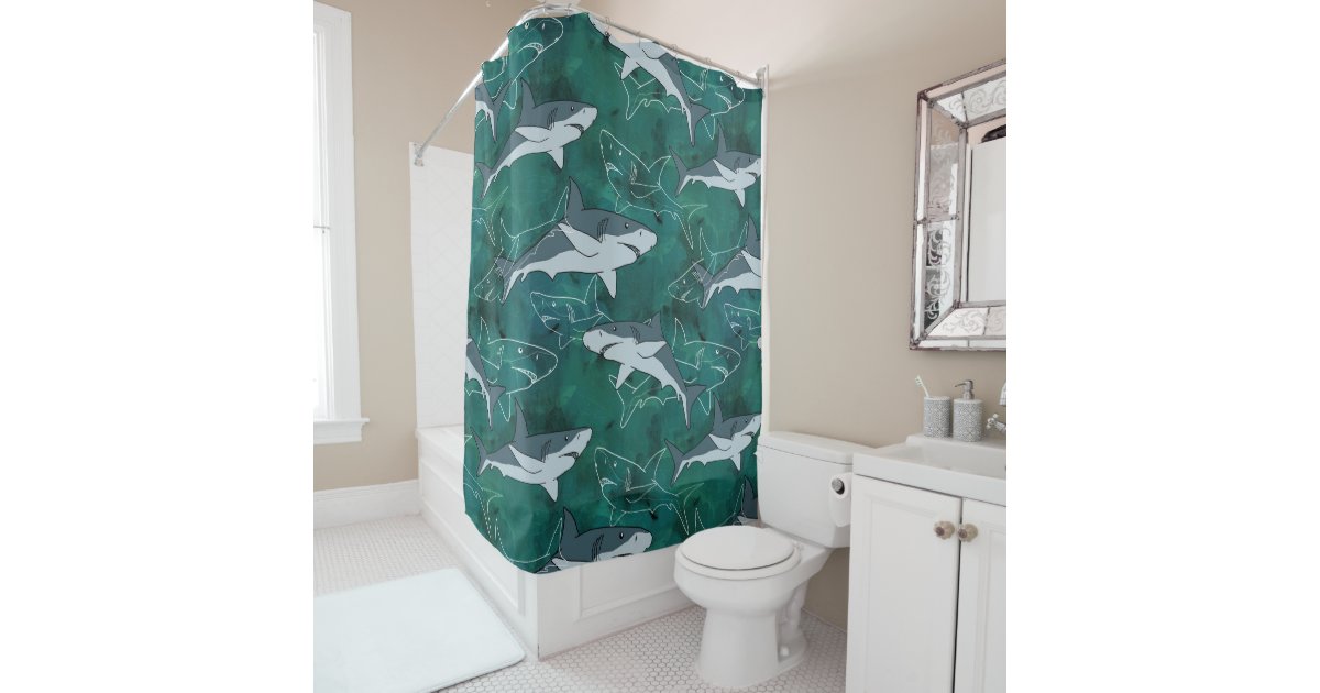 Sharks, marine,sea, fish, predator, animal, jaws, shower curtain Zazzle