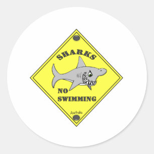 Sharks No Swimming! Classic Round Sticker