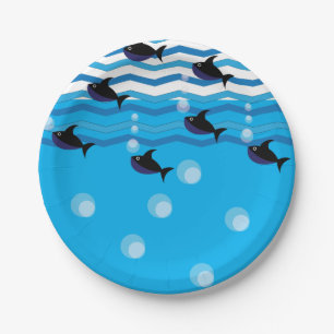 Sharks Ocean Blue Underwater Paper Plates