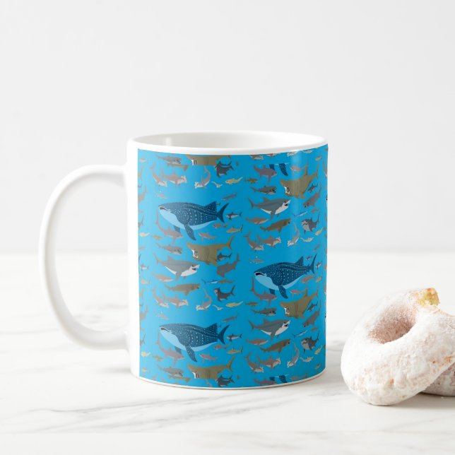 Sharks Of The Oceans Coffee Mug (With Donut)