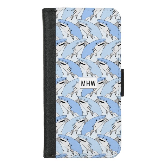 Sharks Pattern custom monogram phone wallets (Front)