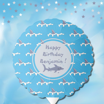 Sharks Personalized Kid Birthday Blue Balloon by ArianeC at Zazzle
