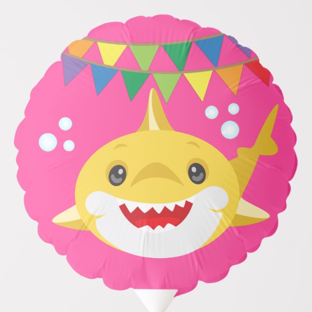 Sharks Pink Ocean Birthday Balloon (Front)