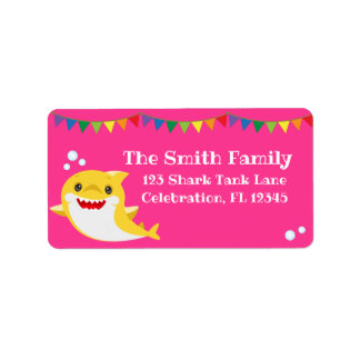 Sharks Pink Ocean Birthday  Label