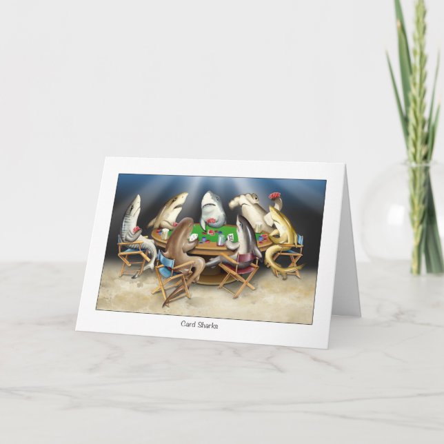 Sharks Playing Cards Card Sharks Birthday Card (Front)