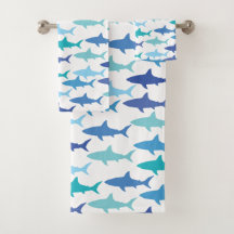 Sharks Silhouettes Shades of Blue 