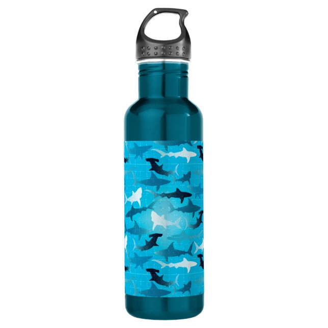 sharks! stainless steel water bottle (Front)