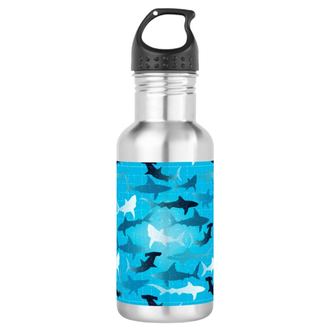 sharks! stainless steel water bottle (Front)