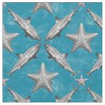 Sharks Starfish Ocean Life Nautical Coastal Blue Fabric