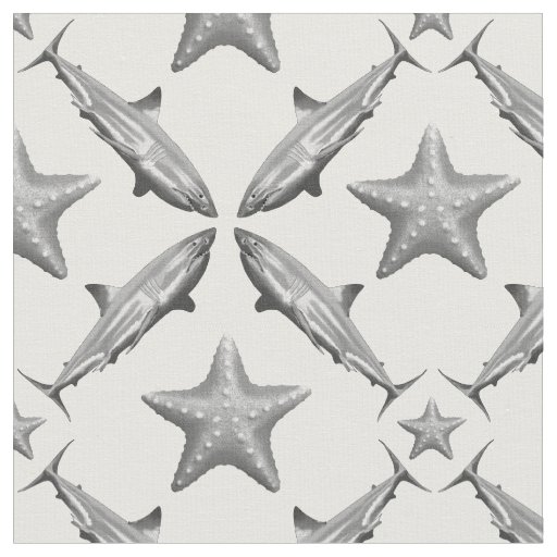 Sharks Starfish Ocean Life Nautical Coastal  Fabric