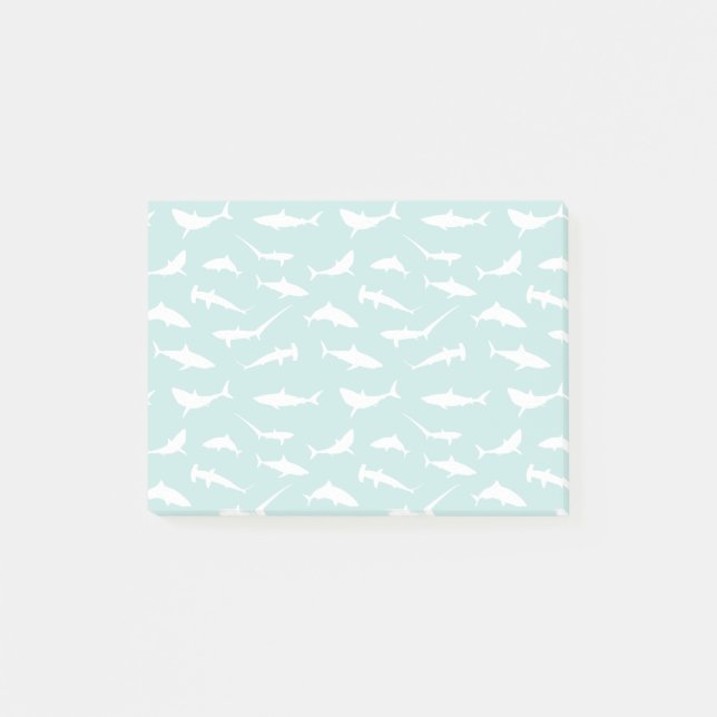 Sharks Swimming Blue and White Novelty Post-it Notes (Front)