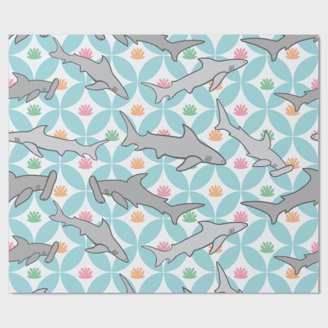 Sharks Swimming the Mid Century Current Wrapping Paper (Flat)