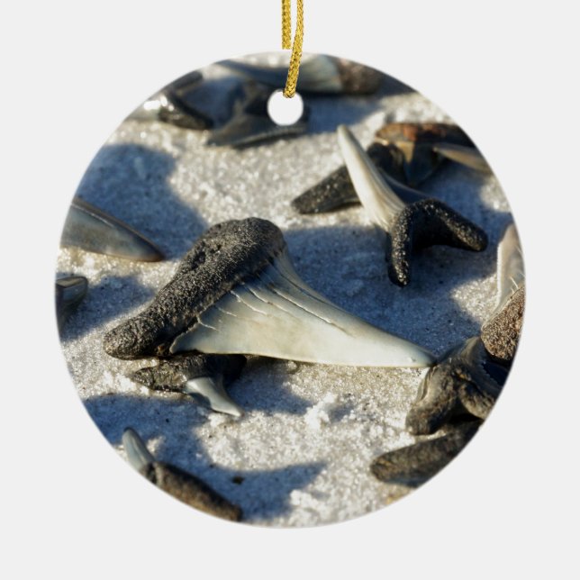 Sharks Teeth from Jax Beach Ceramic Ornament (Front)