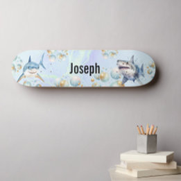 Sharks Underwater Add Name Skateboard