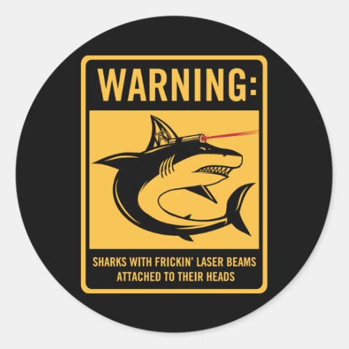 sharks with frickin laser beams attached classic round sticker