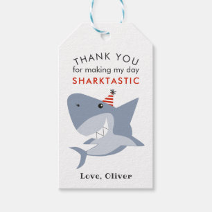 Sharktastic Birthday Party Thank You Favor Gift Tags