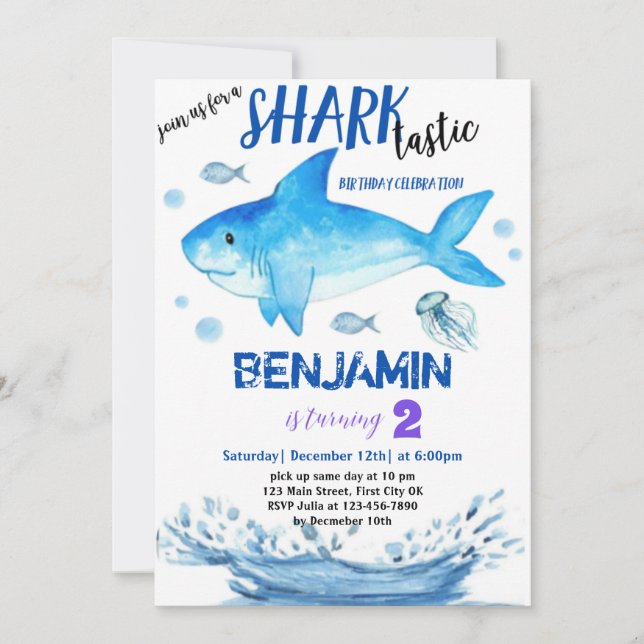 Sharktastic Different Birthday Invitation Card (Front)