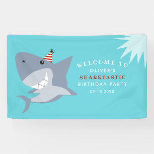 Sharktastic Shark Birthday Party Welcome Banner