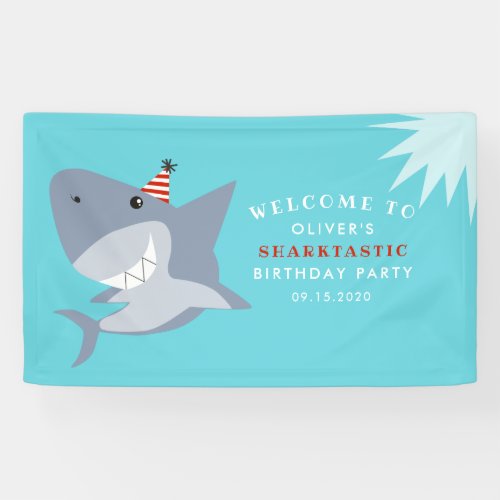 Sharktastic Shark Birthday Party Welcome Banner