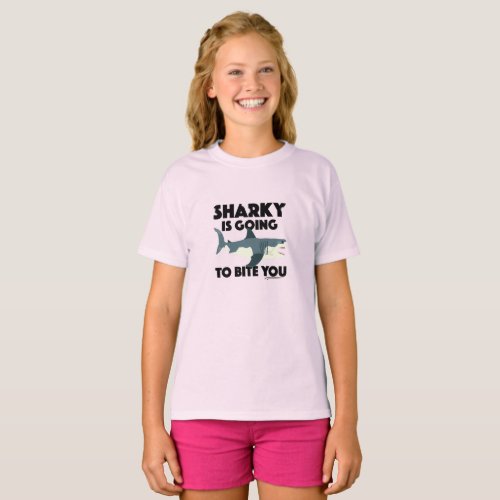 Sharky Is Going To Bite You Design _ Girls Basic  T_Shirt