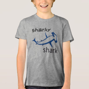 Sharky Shark Light Blue Boys Tri-Blend Shirt