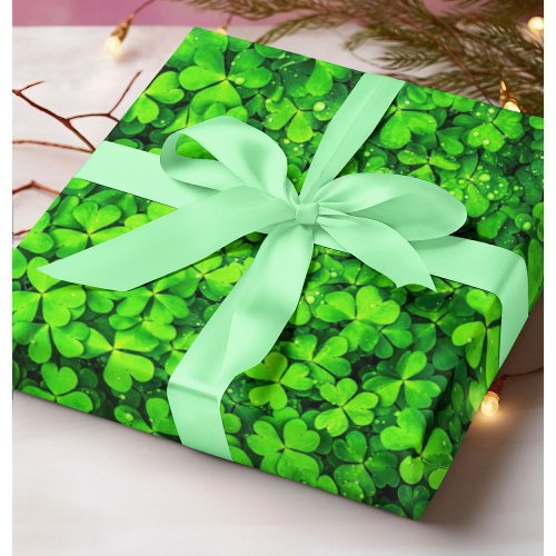 Sharmrock Clover Photo Irish Party Plant Greenery Wrapping Paper