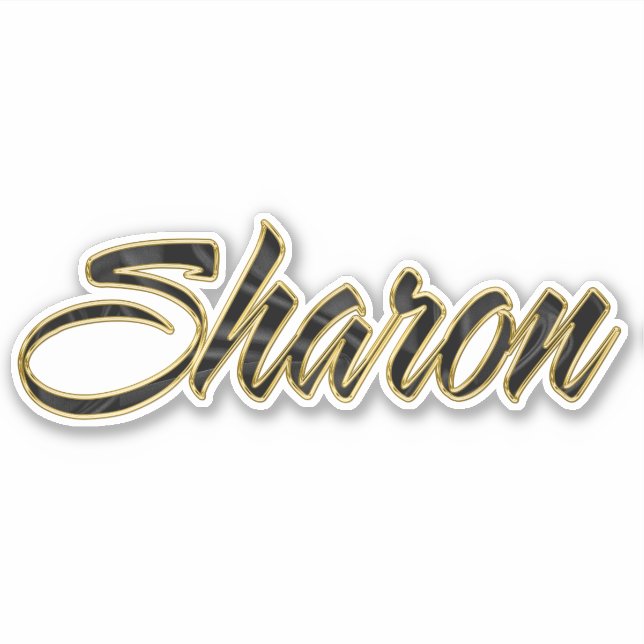 Sharon black gold lettering sticker (Front)