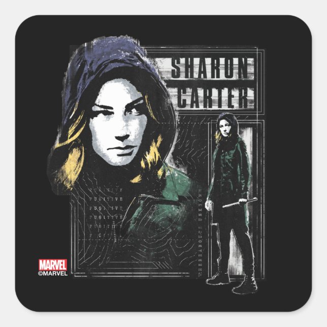Sharon Carter Fugitive Graphic Square Sticker (Front)
